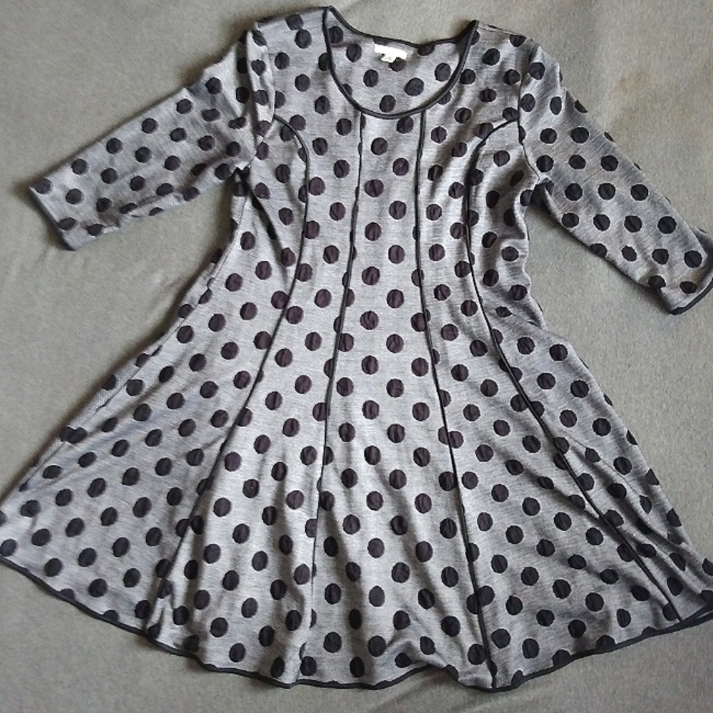 C est. 1946 3/4 sleeve A Line dress in Grey & Black - size M